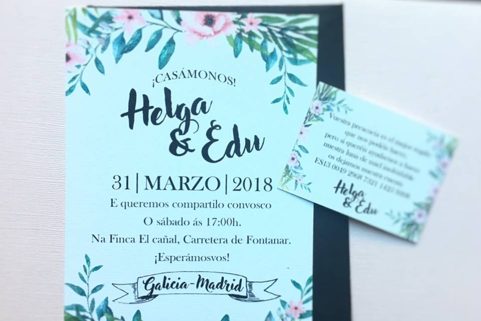 Invitación floral, Helga y Edu