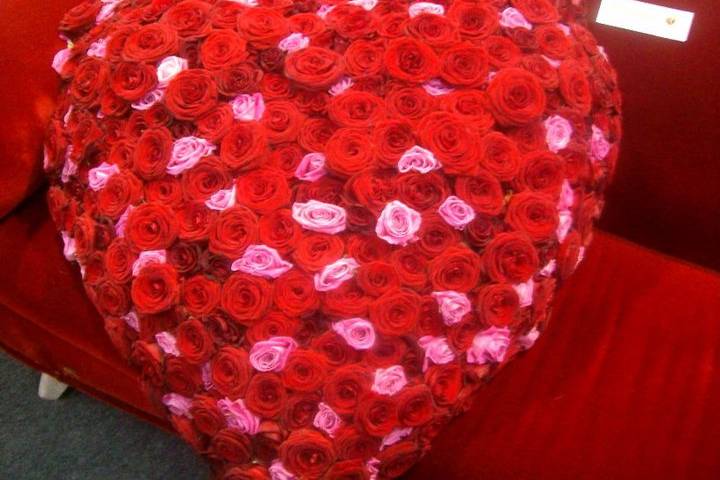Corazón con más de 100 rosas