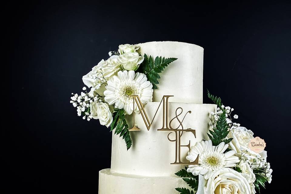 Tarta blanca letras