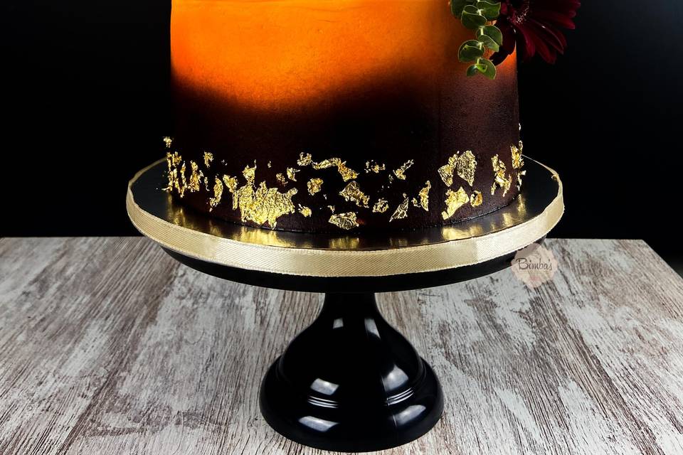 Tarta negra naranja oro 2