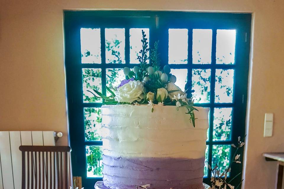 Tarta boda degradee lilas