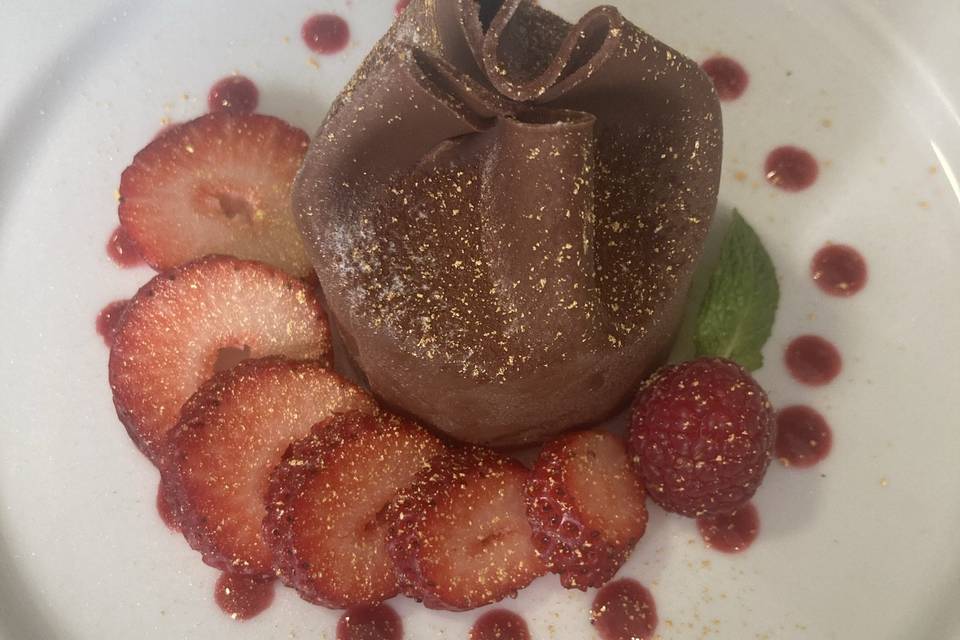 Pañuelo de chocolate y fresas