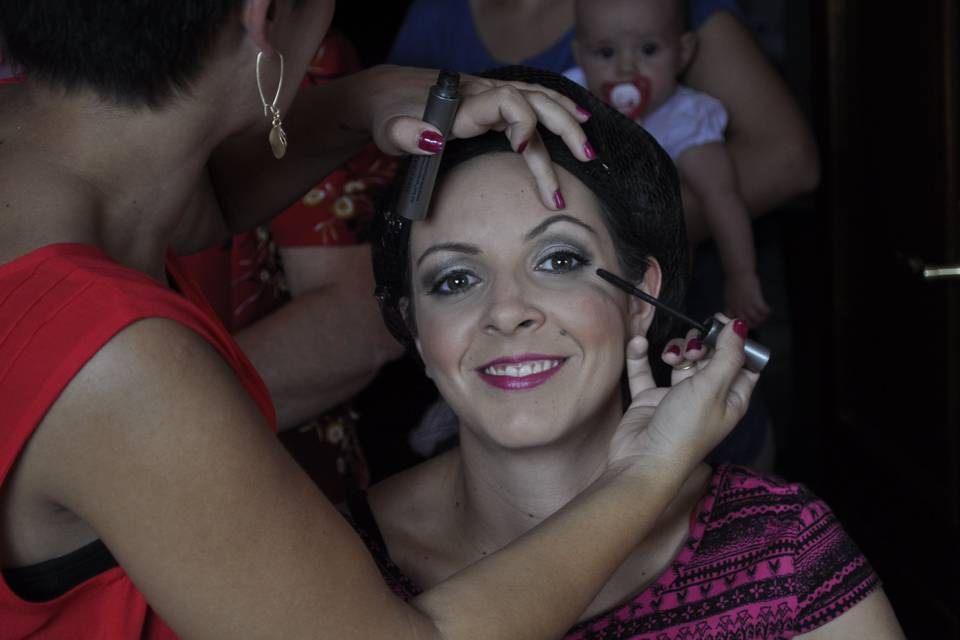 Prueba de novia en tonos rosados