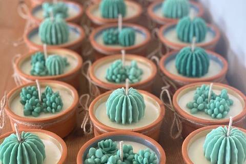 Velas decoradas con cactus