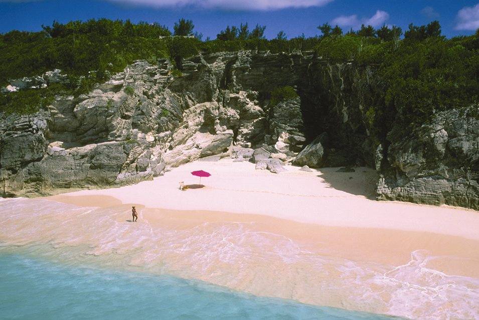 Playa rosa en Bermudas