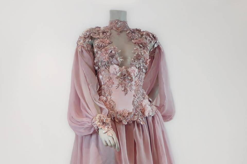 Vestido romántico rosa