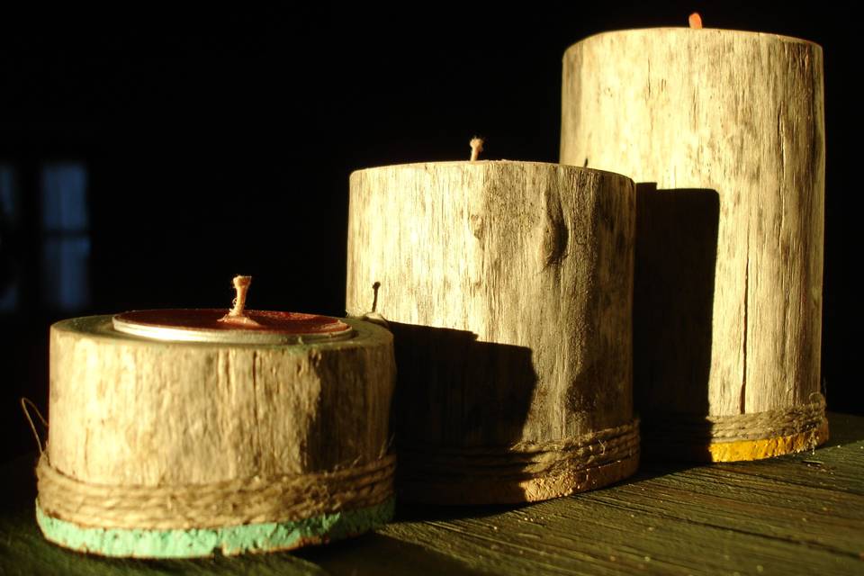Porta velas de madera