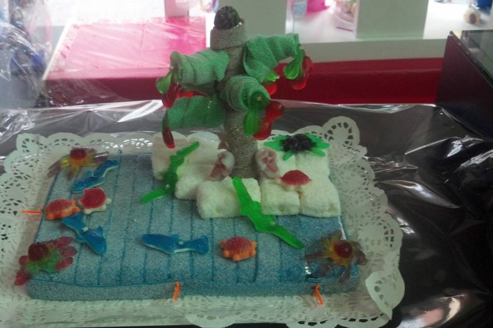 Tarta de chuches en 3D