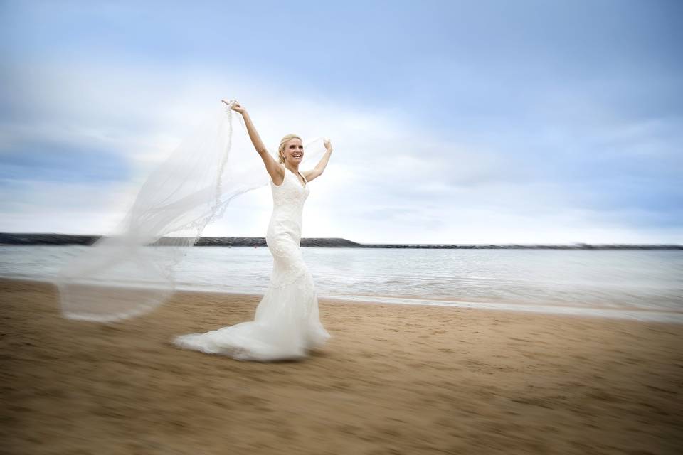 Novia en la playa