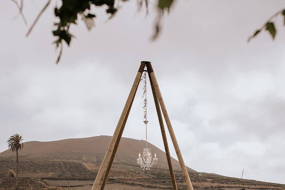 Boho chic wedding ceremony