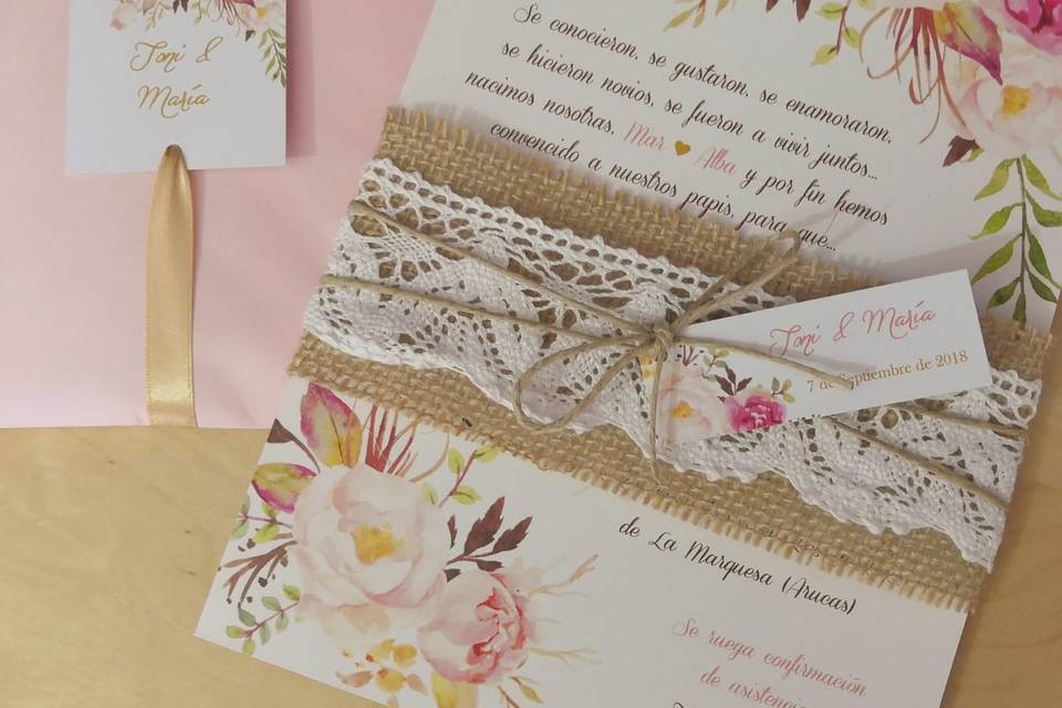 Invitación Rosas Vintage A5