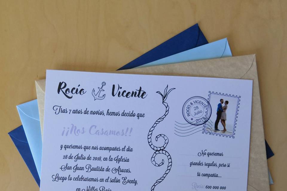 Invitación Postal Marinera Trasera