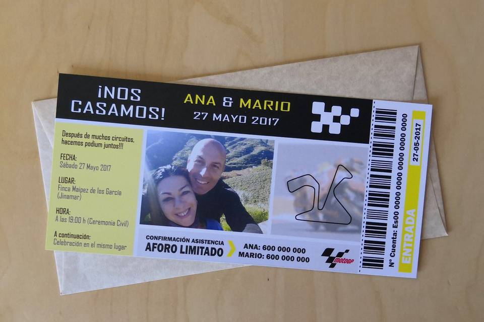 Invitación Moto GP amarilla