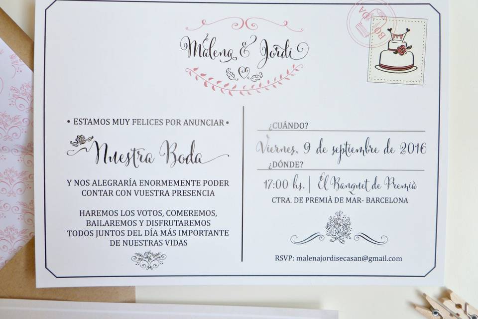 Invitación Postal Vintage