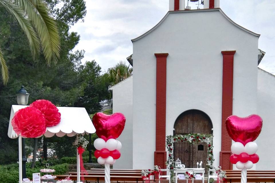 Columnas de globos para la ceremonia