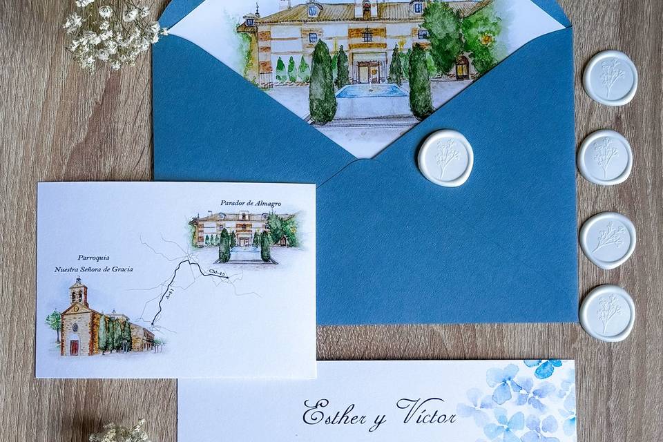 Invitación con acuarelas