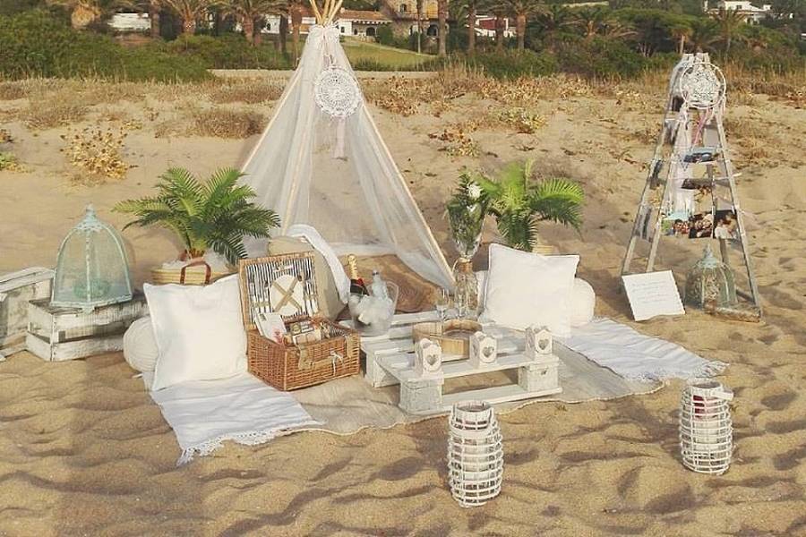 Picnic en la playa para pedida/ preboda