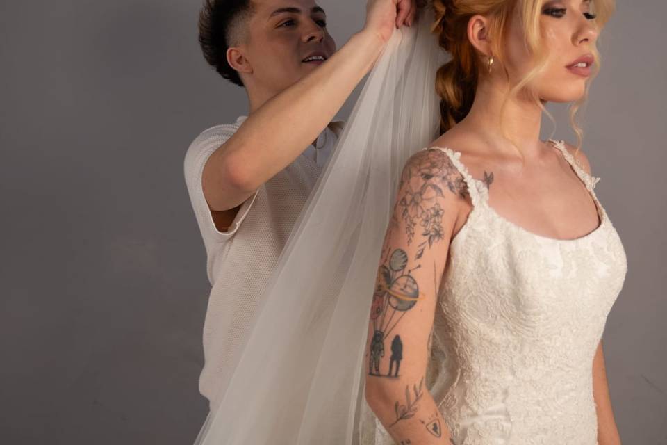 Velos y ajuste de vestido