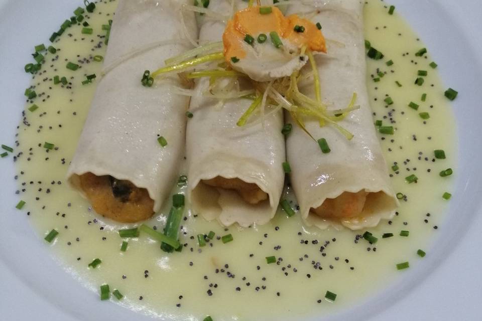 Canelones rellenos de Marisco