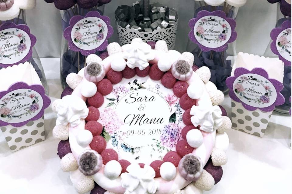 Candy bar de flores violetas