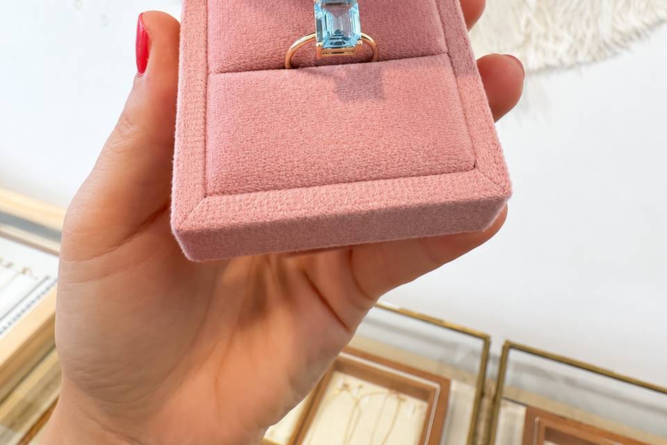 Anillo oro y topacio