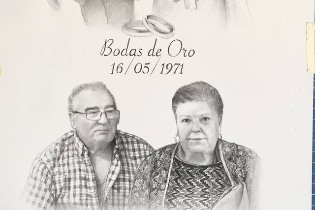 Regalo para bodas de oro - Retratos a Lápiz