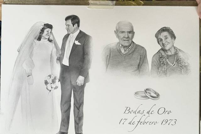 Regalo para bodas de oro - Retratos a Lápiz