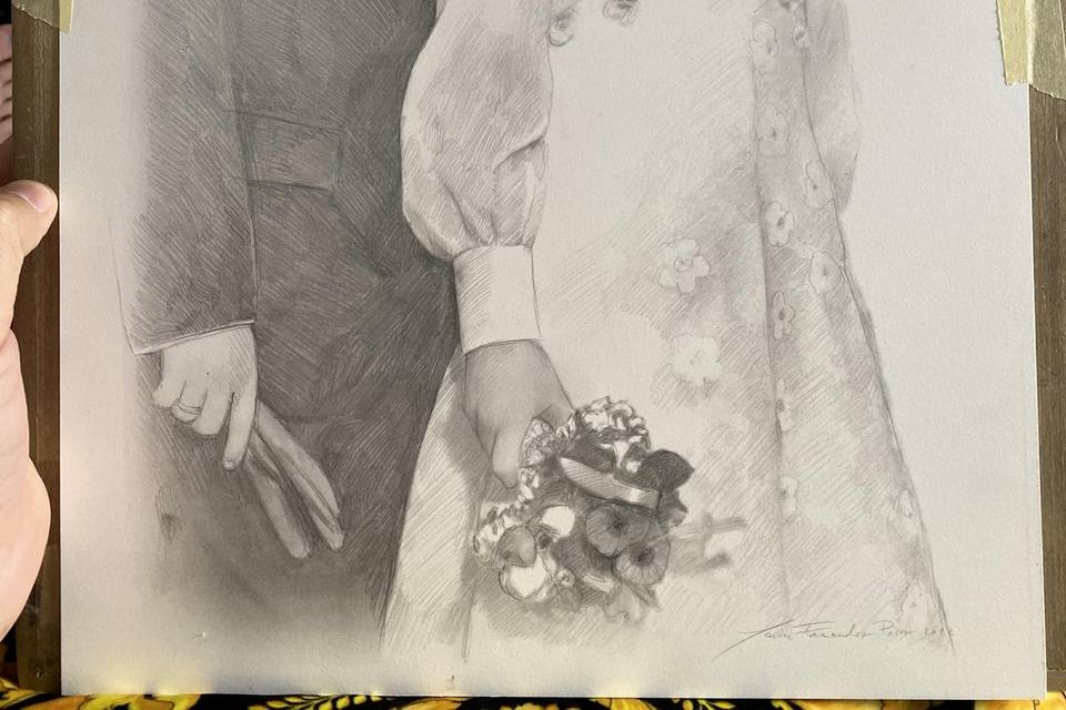 Retrato a lápiz casados