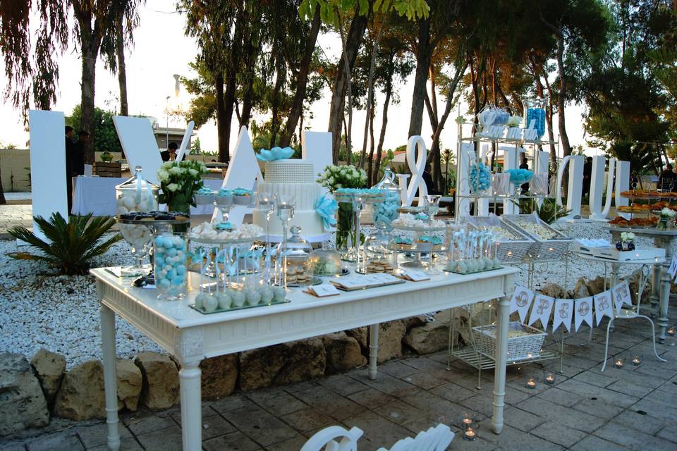 Mesa dulce boda azul