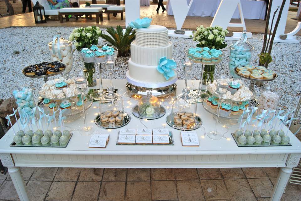 Mesa dulce boda azul