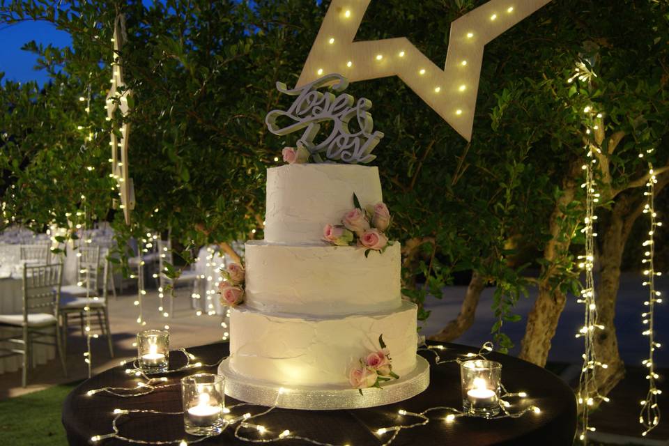 Tarta con flores naturales