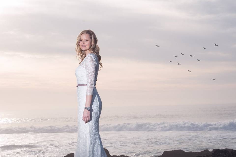 La novia en la playa