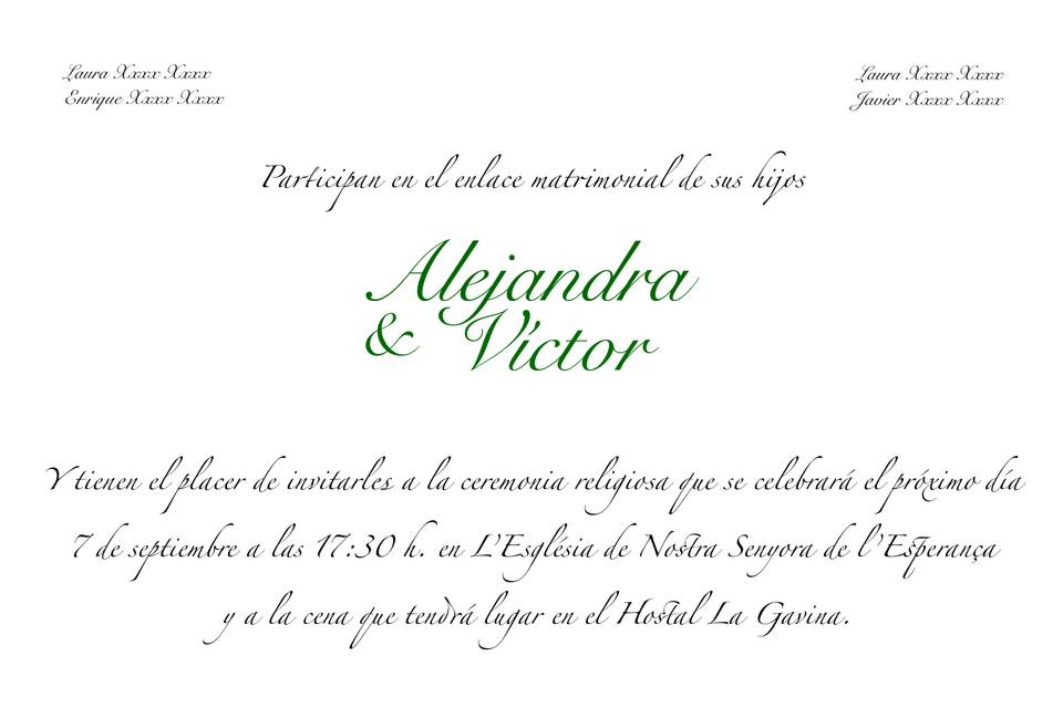 Invitación Alejandra & Victor