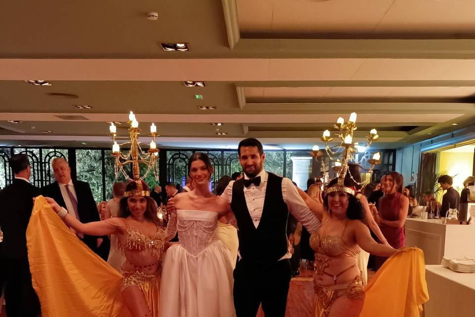 With bride and Groom