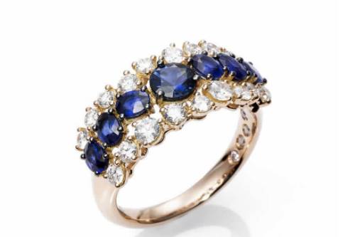 Anillo fantasía con zafiro y diamantes