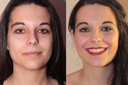 Antes y después de maquillar a la novia