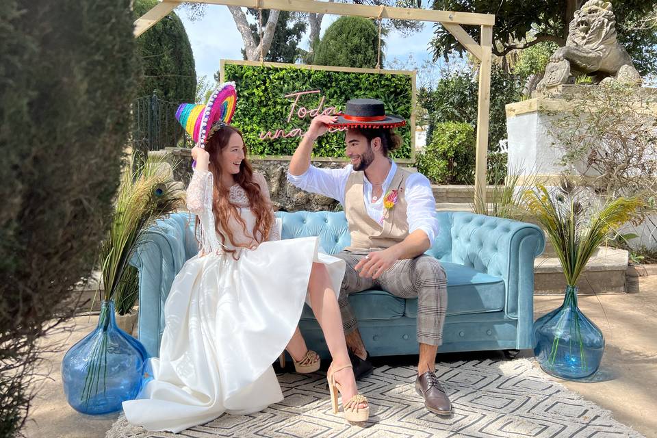 Photocall con Chester azul