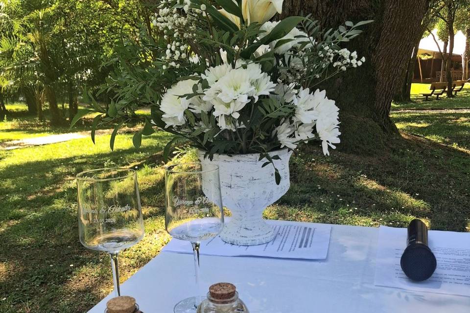 Mesa de ceremonia. Rito del vi