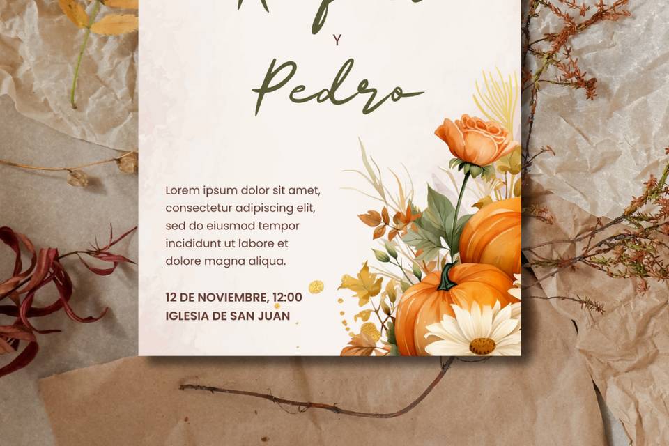Invitacion Otoñal naranja