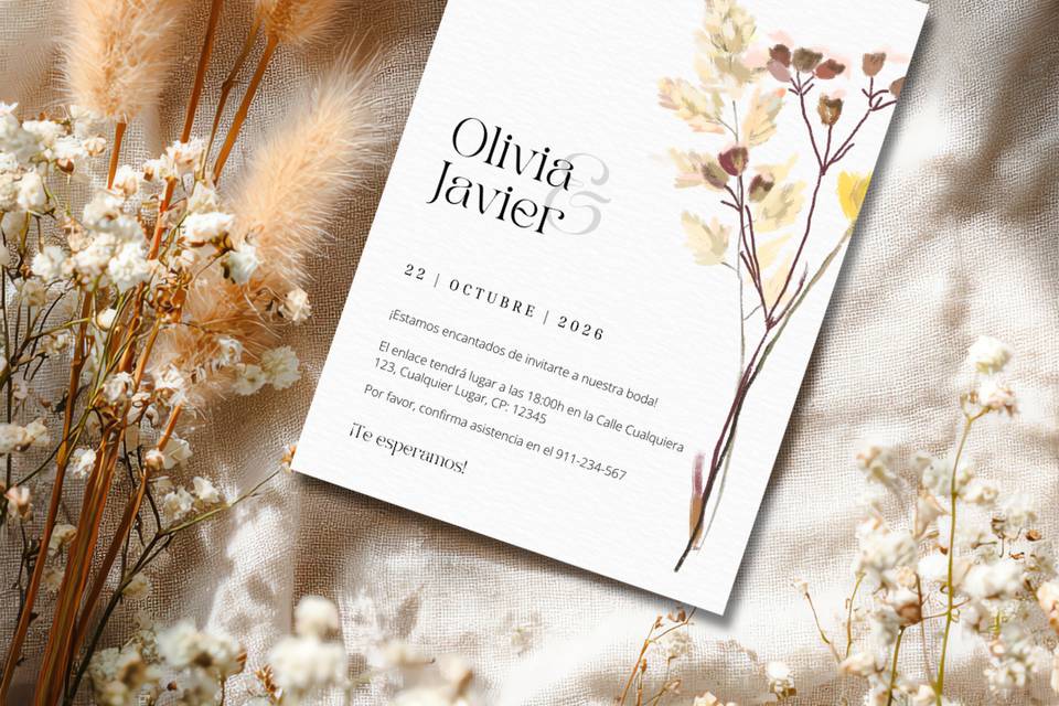 Invitacion sencilla floral