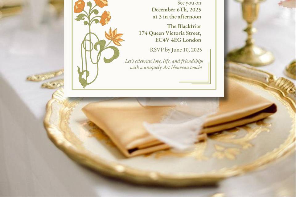 Invitación Boda Art Noveau