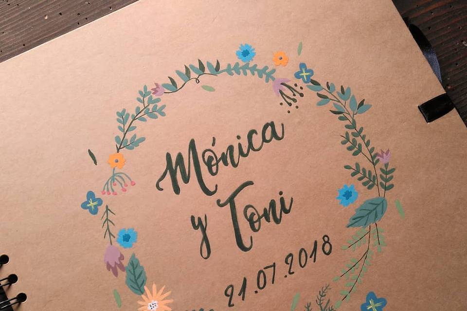 Libro de firmas pintado a mano