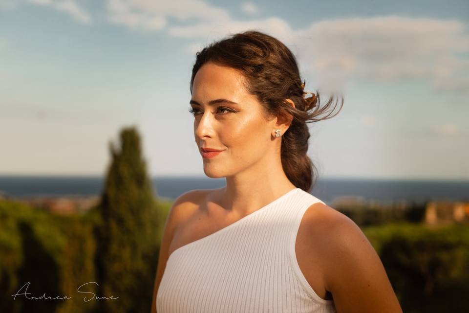 Retrato con maquillaje de boda