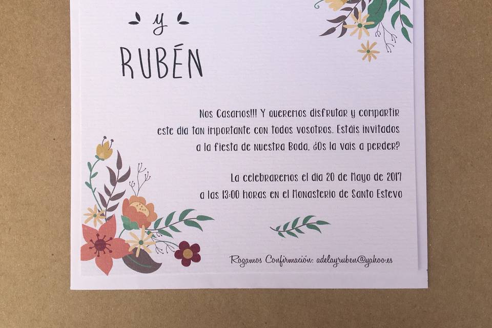 Invitación papel verjurado