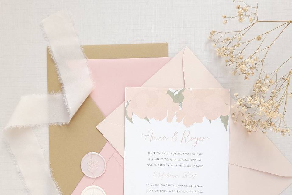 Invitación boda peonía