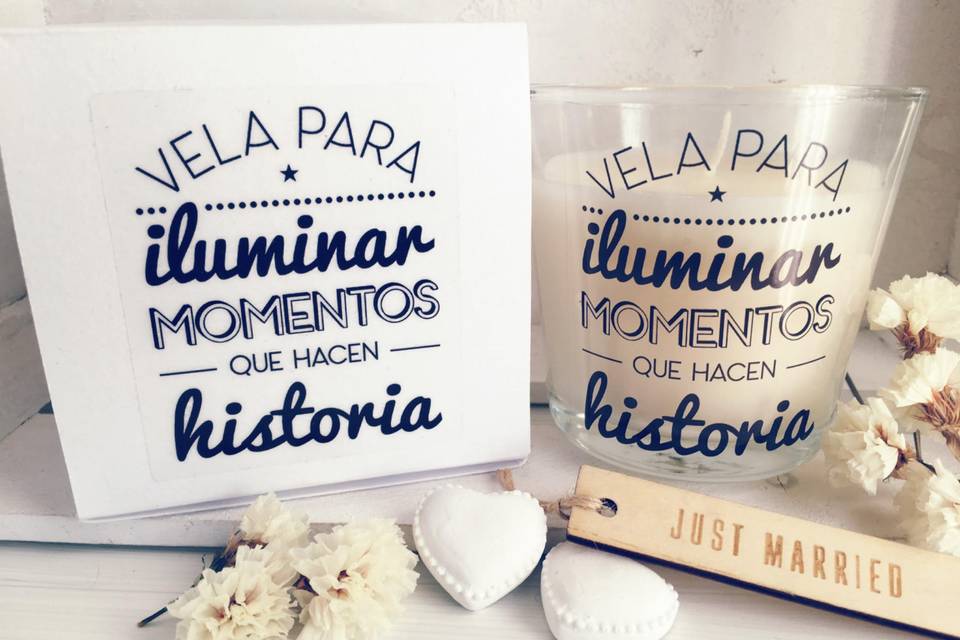 Velas con frases + caja