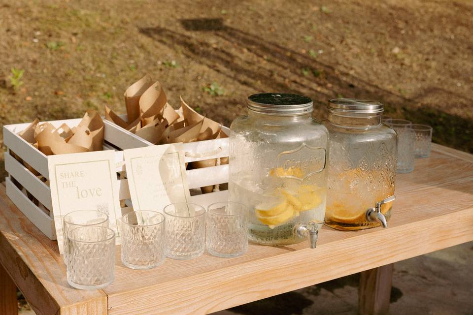 Mesa con las aguas