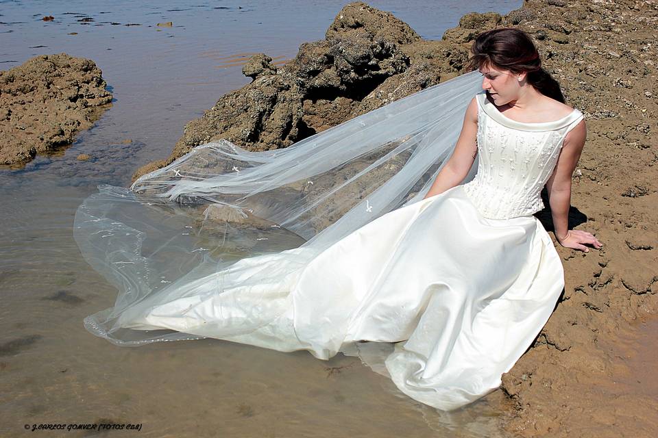 La novia en la playa