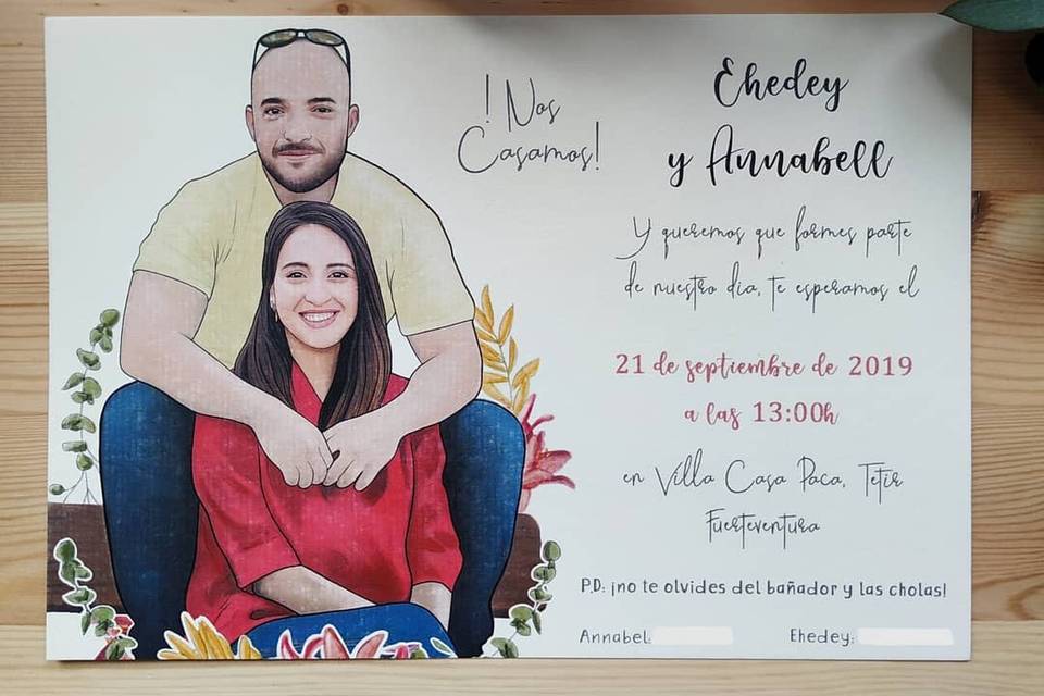 Invitación color una cara