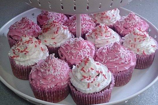 Cupcakes rosas y blancos